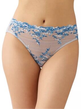 •Wacoal L Embrace Lace Blue Hi-Cut Brief Panty! NEW!